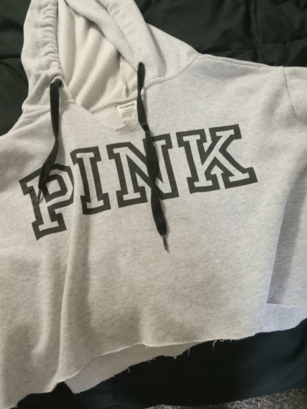 victorias secret pink light gray cropped hoodie M